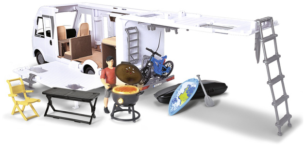 Duży zestaw Kamper wakacyjny pojazd z figurką i akcesoriami Hymer 30 cm