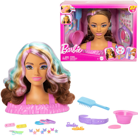 Zestaw Lalka Głowa do stylizacji czesania włosów Barbie Fryzjer + akcesoria 20 elementów