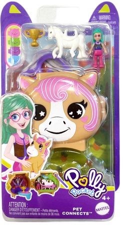 Polly Pocket Zestaw Kompaktowy Pet Connects Konik figurki i akcesoria