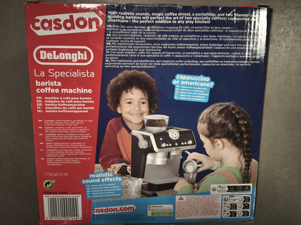 OUTLET Ekspres do kawy DeLonghi dla małego baristy ze spieniaczem do mleka Casdon NIEPEŁNY KOMPLET