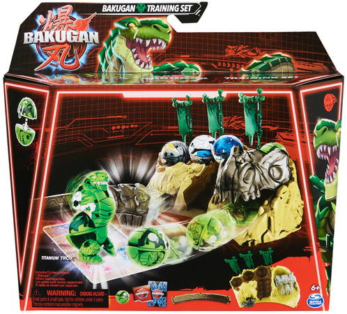 Zestaw Bakugan Training Set + Figurka Titanium Trox Dino Clan zielony Gra strategiczna