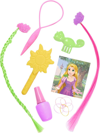 Lalka Głowa do czesania i stylizacji włosów+ manicure Księżniczka Disney Roszpunka Zaplątani +akcesoria 13 elementów