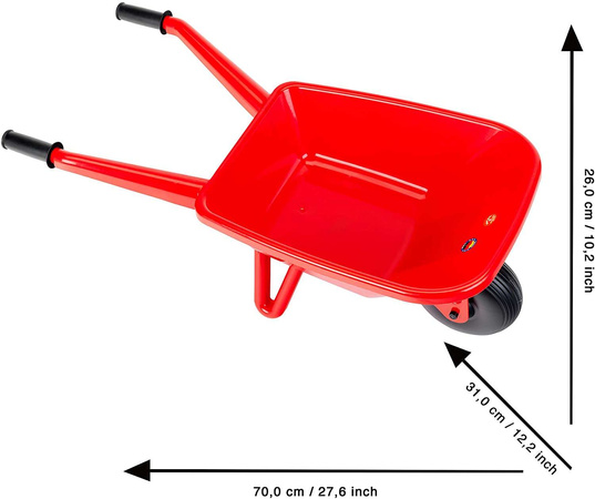 Duża Taczka ogrodowa do piasku czerwona dla dzieci Klein 70 cm