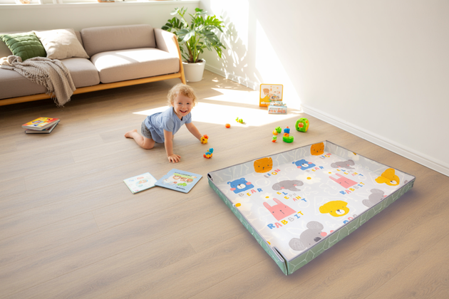 Dwustronna Składana Mata Edukacyjna 2w1 z pianki XPE Podłogowa Bezpieczna Humbi 200x180 cm z rzepami