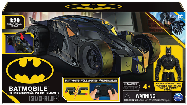 Zestaw kostium Batman + maska i peleryna, Batmobile zdalnie sterowany pojazd RC samochód auto i figurka DC Comics