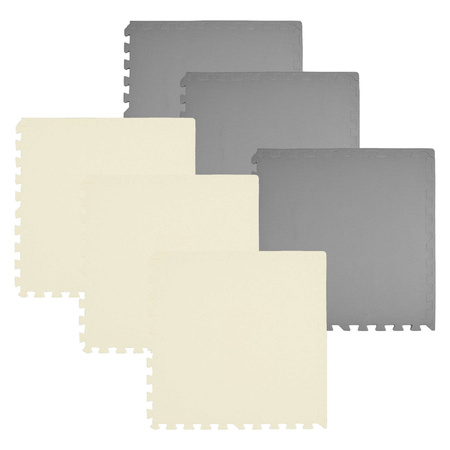 Mata piankowa podłogowa Humbi 180x120 Duże puzzle piankowe wodoodporne bezpieczne 6 szt. ciemnoszary, kremowy