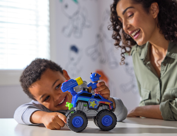 Psi Patrol Rescue Wheels niebieski Pojazd terenowy z figurką Chase 6cm + maskotka 23 cm