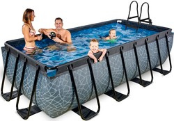 Basen ogrodowy 400x200x100cm z pompą piaskową i drabiną szary