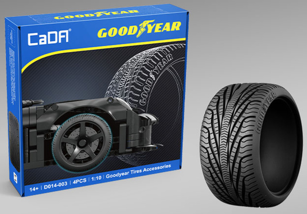 CaDA Zestaw licencjonowanych opon Goodyear 1:10 do pojazdów RC i modeli statycznych 4 elementy D014-003
