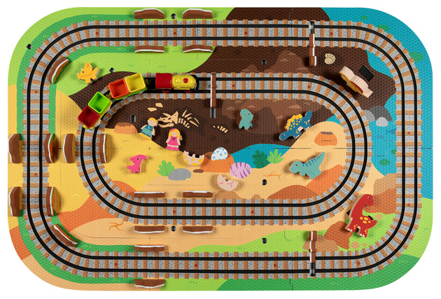 Mata Piankowa Deluxe 3D Park Dinozaurów - Zestaw Edukacyjny 61 Elementów 3W1 Dino Park