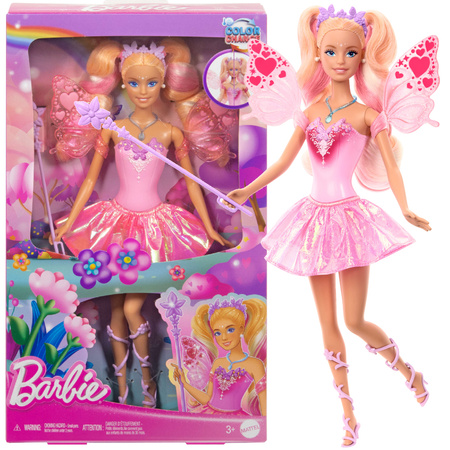 Lalka Barbie wróżka zestaw zmiana koloru color change ze skrzydłami