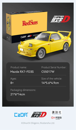 Klocki Konstrukcyjne CaDA auto żółta Mazda RX-7 FD3S Initial D samochód 66 elementów 1:35