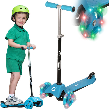 EVO Regulowana Trójkołowa Hulajnoga dla Dzieci Light Up Mini Cruiser Błękitny Świecące kółka