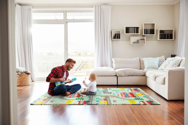 Humbi Dwustronna Składana Mata Edukacyjna z pianki XPE 120x180 Las Uliczki