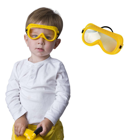 Zestaw Bosch Wiertarka udarowa żółty kask i gogle ochronne Klein