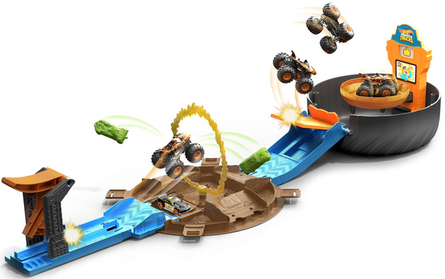 Hot Wheels City Tor samochodowy zestaw kaskaderski Arena Opona + 2 pojazdy