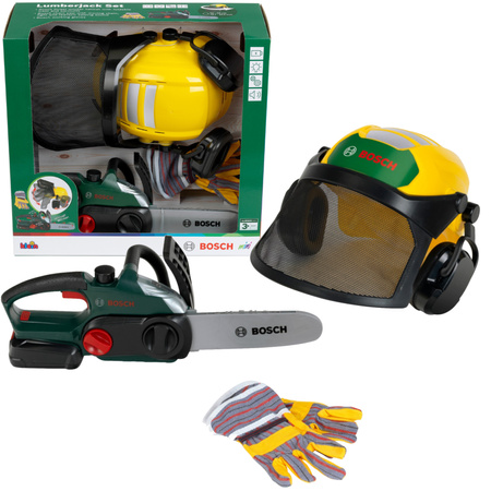 Klein Bosch zabawkowy zestaw drwala z kaskiem piłą i rękawicami