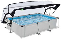 Basen ogrodowy 300x200x65 cm z pompą filtrującą i pokrywą jasnoszary