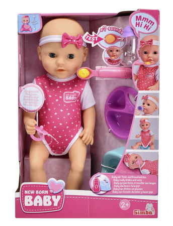 Lalka New Born Baby Słodki Bobas 35 cm z Akcesoriami Dźwięk