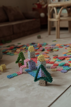 Klocki konstrukcyjne Mini Waffle zestaw w pastelowych kolorach 300 elementów Marioinex