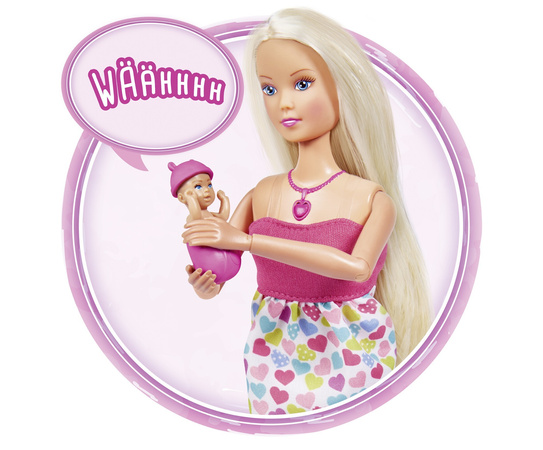 Zestaw dwie lalki Lalka Steffi w ciąży z dźwiękiem i Ken Kevin w modnym ubranku Cool 29 cm z bobaskiem, nosidełkiem i akcesoriami