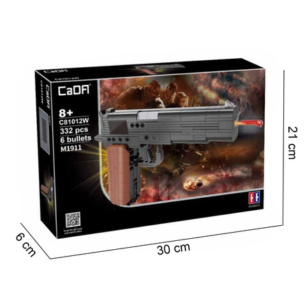 Cada C81012W Klocki Pistolet M1911 + 6 pocisków 332 elementy