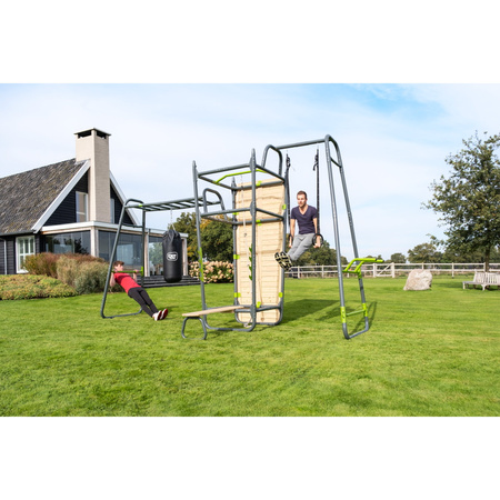 Siłownia Fitness GetSet PS620 Stacja treningowa siłowa gimnastyczna Stanowisko do ćwiczeń: drążki, ławka, stojak, worek, lina, drabinka, kółka, ścianka