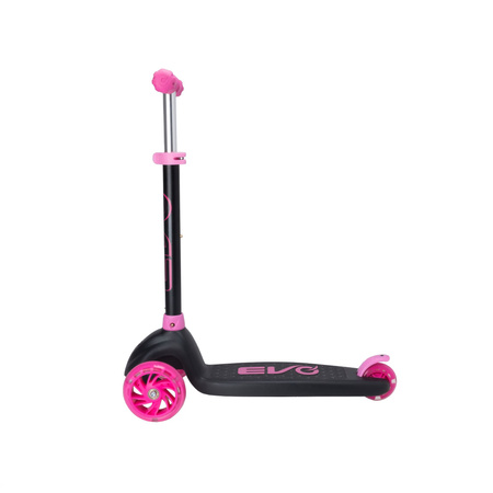 EVO Regulowana Trójkołowa Hulajnoga dla Dzieci Eclipse Różowa Świecące kółka i Podest