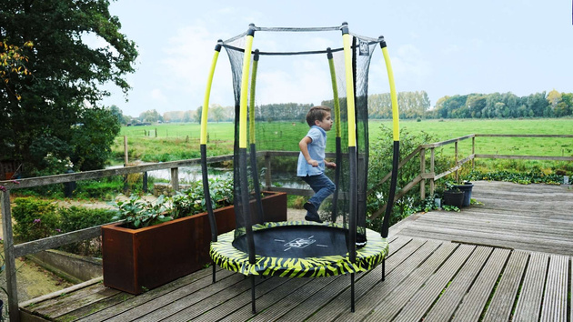 Trampolina ogrodowa Tiggy junior z siatką zabezpieczającą 140 cm czarno-zielona