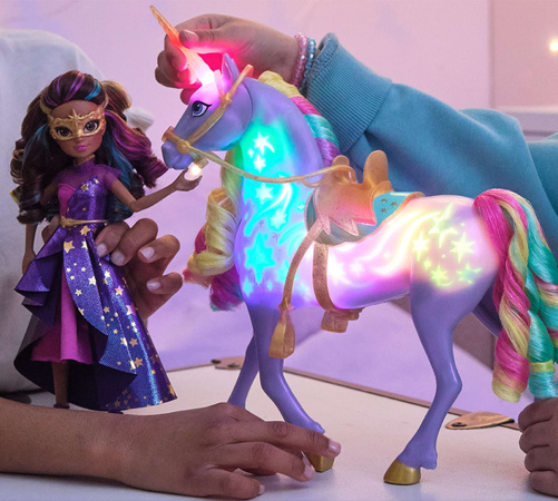Unicorn Academy Zestaw Lalka Sophia Masquerade 24 cm i dodatkowy strój, jednorożec Wildstar światło/dźwięk + akcesoria