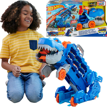 Hot Wheels T- Rex Mega Transporter światło/dźwięk + 2 auta