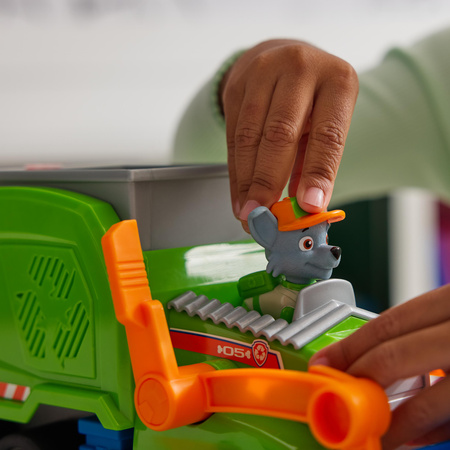 Psi Patrol Pojazd z figurką Śmieciarka Sortująca Rocky'ego Crush'n Roll Recycling Truck