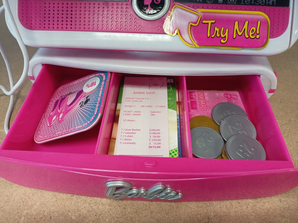 Barbie Kasa Sklepowa skaner banknoty monety WADLIWA