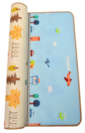 Humbi Dwustronna edukacyjna mata piankowa Uliczki Zwierzęta 150 x 180 x 1 cm pastelowa