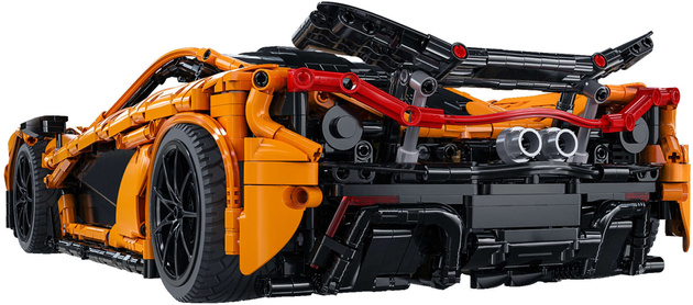 Klocki konstrukcyjne CaDA Pomarańczowy duży samochód 46 cm Wyścigówka Auto Sportowe Autko Wyścigowe Assassin XR Pojazd RC 3617 elementów