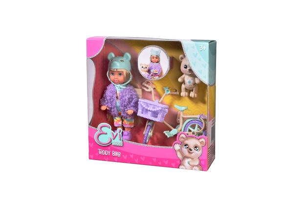 Evi Love Mały Zestaw Minilalka Rower z koszykiem i Miś