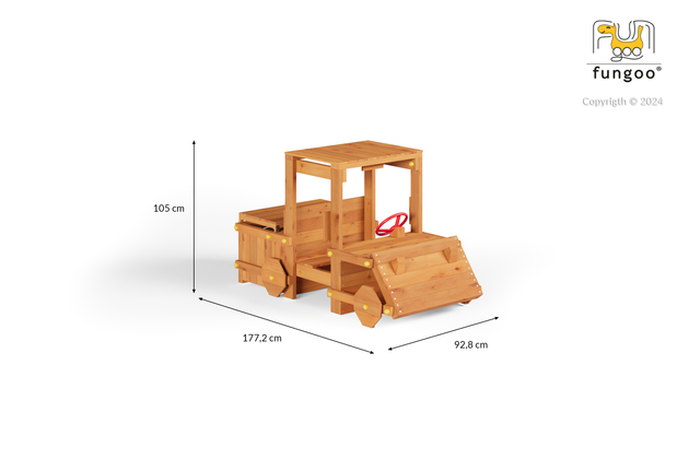 Fungoo Plac zabaw drewniany ogrodowy Garden Buggy z kierownicą