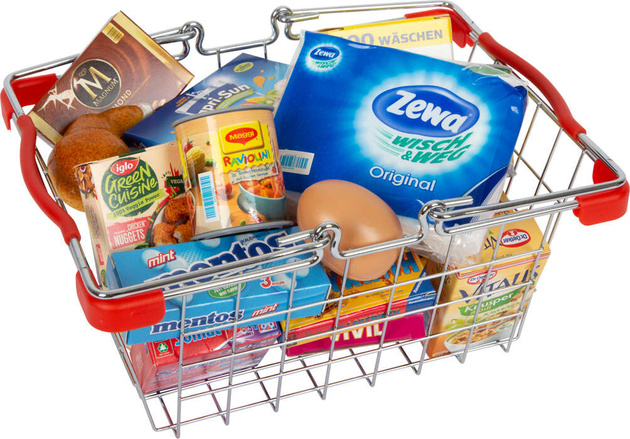 Small Foot Kosz na zakupy sklepowy z akcesoriami produkty spożywcze