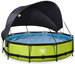 Basen ogrodowy okrągły 360x76 cm z pompą filtrującą i markizą zielony