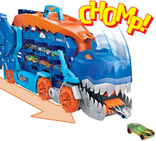 Hot Wheels T- Rex Mega Transporter światło/dźwięk + 2 auta