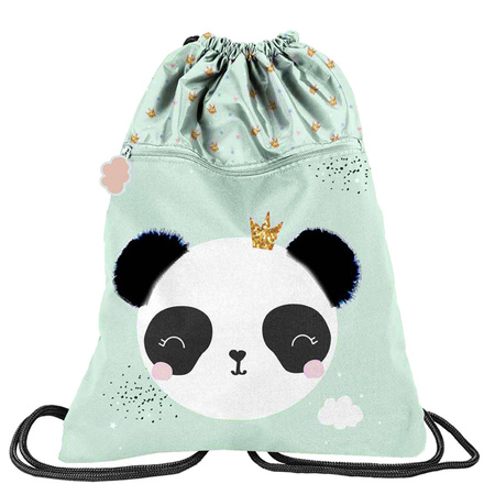 Paso Plecak Worek szkolny Premium na buty obuwie kapcie Miś Panda seledynowy