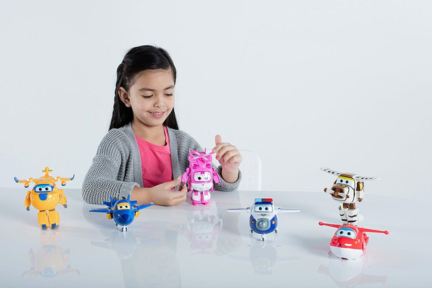 Super Wings Figurki Transformujące samolot robot Jerome (Lotek) i Jett (Dżetek)