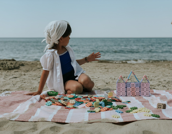 Klocki konstrukcyjne Mini Waffle zestaw w pastelowych kolorach 300 elementów Marioinex