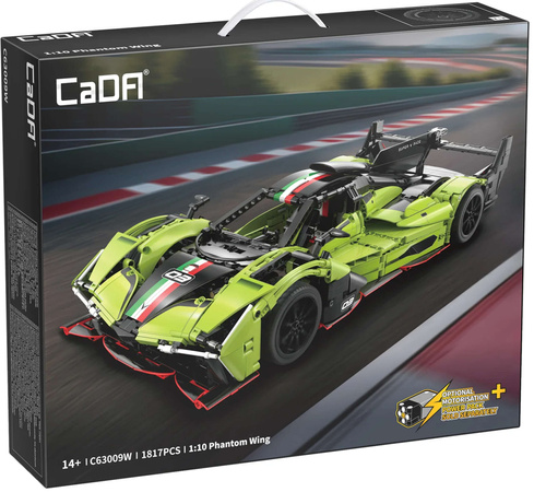 Klocki konstrukcyjne CaDA Samochód 54 cm autko wyścigowe zielona wyścigówka Phantom Wing Auto Pojazd 1817 elementów 1:10