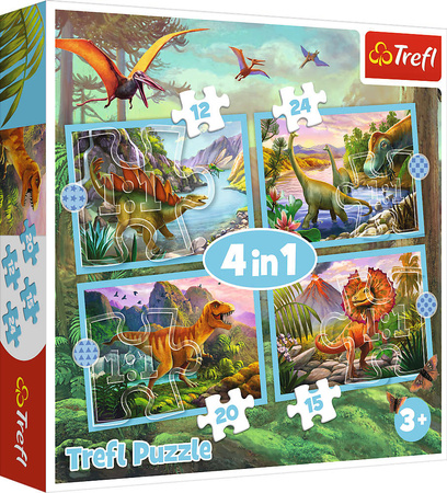 Puzzle 4w1 Wyjątkowe dinozaury 71 elementów