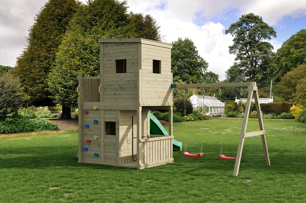 Fungoo Plac zabaw drewniany ogrodowy Lofter z dwiema huśtawkami