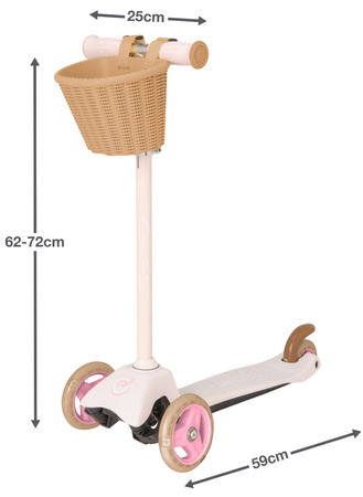 OUTLET EVO Regulowana Trójkołowa Hulajnoga dla Dzieci z Koszyczkiem Mini Cruiser Basket Różowa USZKODZONE OPAKOWANIE