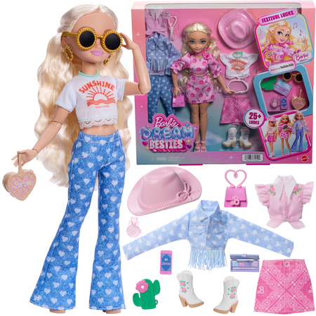 Barbie Dream Besties Festival Looks Zestaw Malibu Lalka modowa Kowbojka + akcesoria