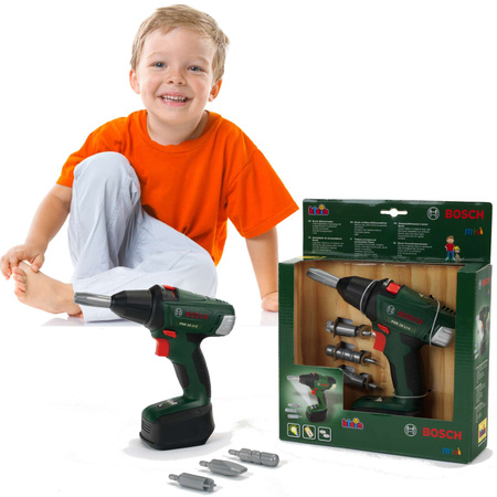 Duży zestaw małego Majsterkowicza Wiertarko-wkrętarka Bosch II dla dzieci ze światłem Klein