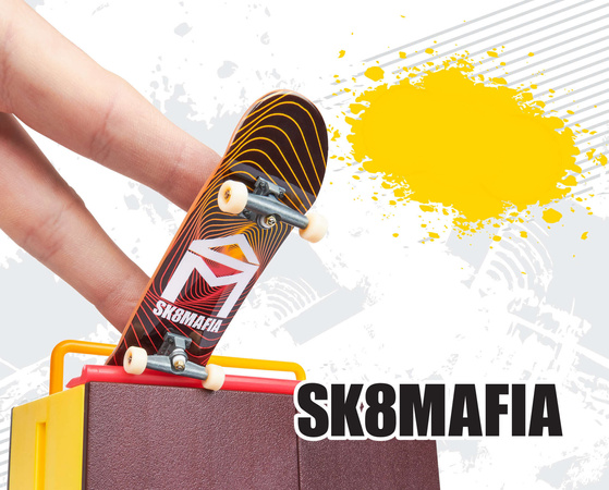 Tech Deck Rampa Vert Wall 2.0 Sk8mafia + deskorolka kolekcjonerska fingerboard